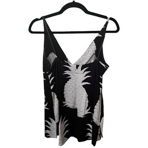 OSKLEN V-Neck Pineapple Black White Top Sz S